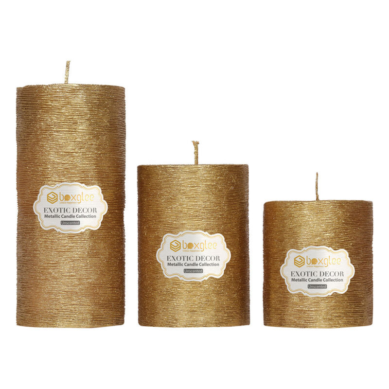 Boxglee Brushed Gold Pillar Candles