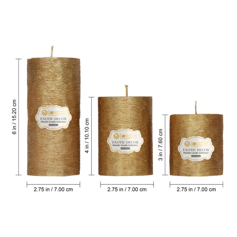 Boxglee Brushed Gold Pillar Candles