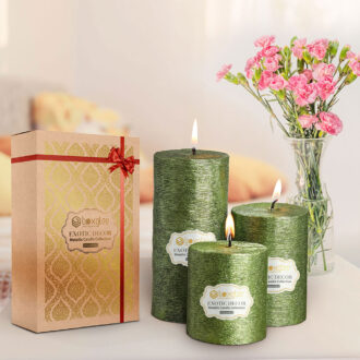 Boxglee Brushed Grass Green Pillar Candles