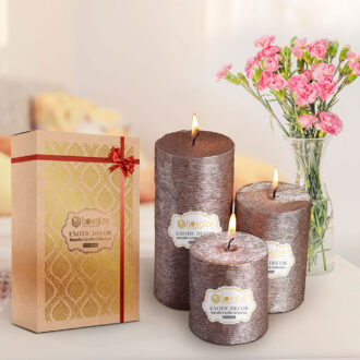 Boxglee Brushed Rose Gold Pillar Candles