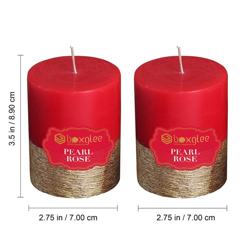 Boxglee Metallic Gold Scented Pillar Candles Rose