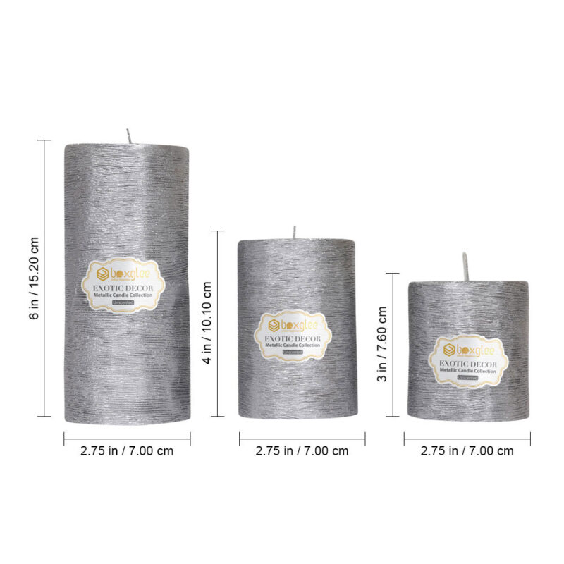 Boxglee Brushed Silver Pillar Candles