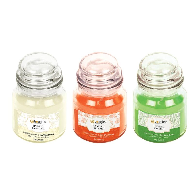 Boxglee Scented Big Jar Candles Mystic Jasmine, Sandalwood, Lemongrass